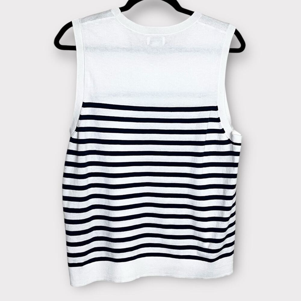NWT J.CREW CA085 White & Navy Striped Cotton Sweater Shell Tank XL - Picture 3 of 6